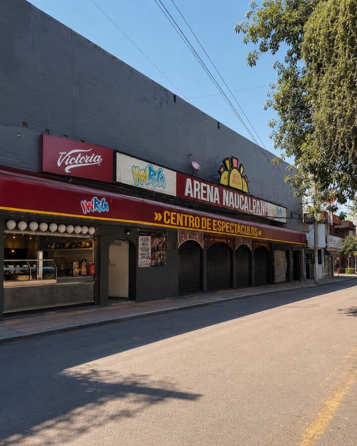 Fachada principal de Arena Naucalpan de día